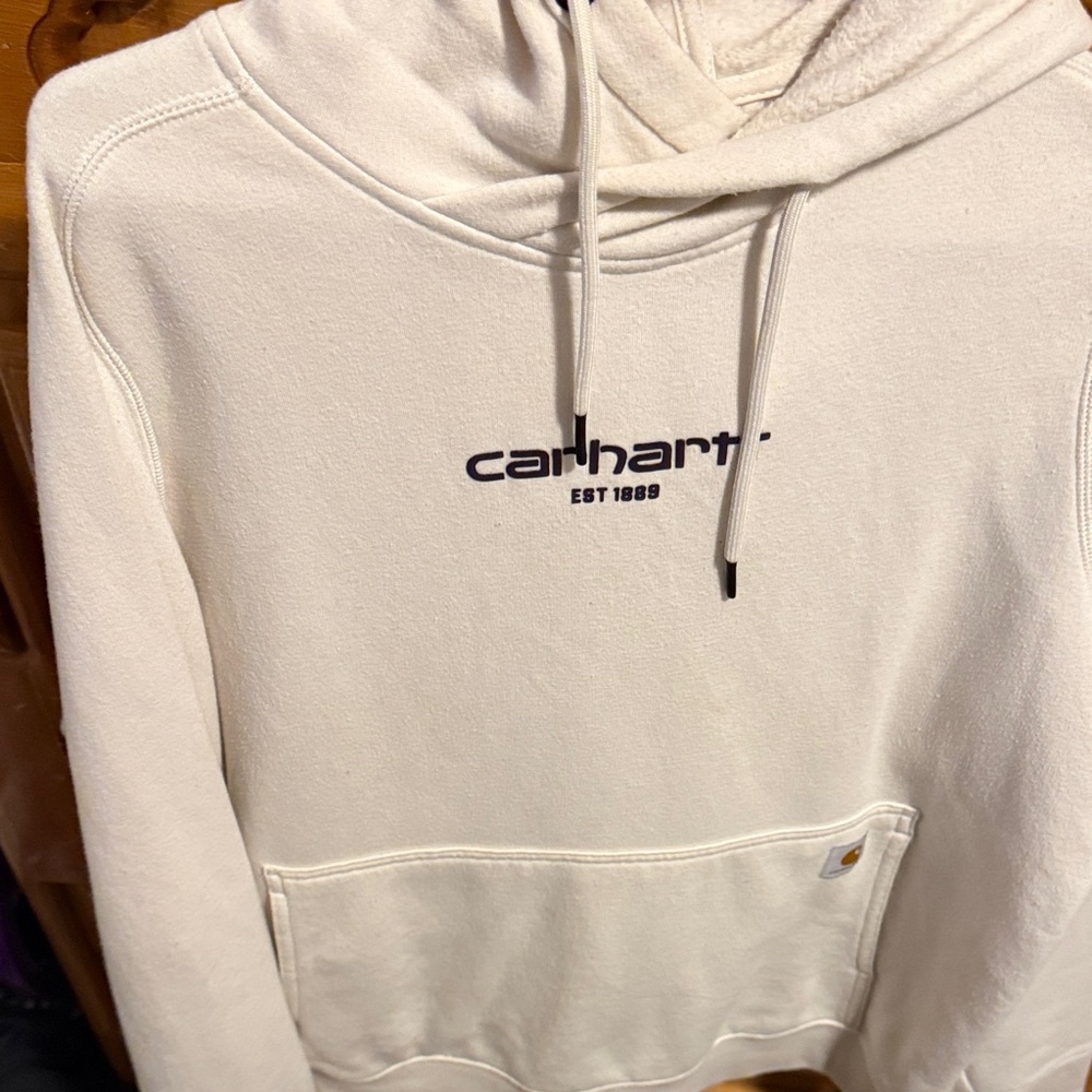 Carhartt Women’s Cream Hoodie with Black Logo